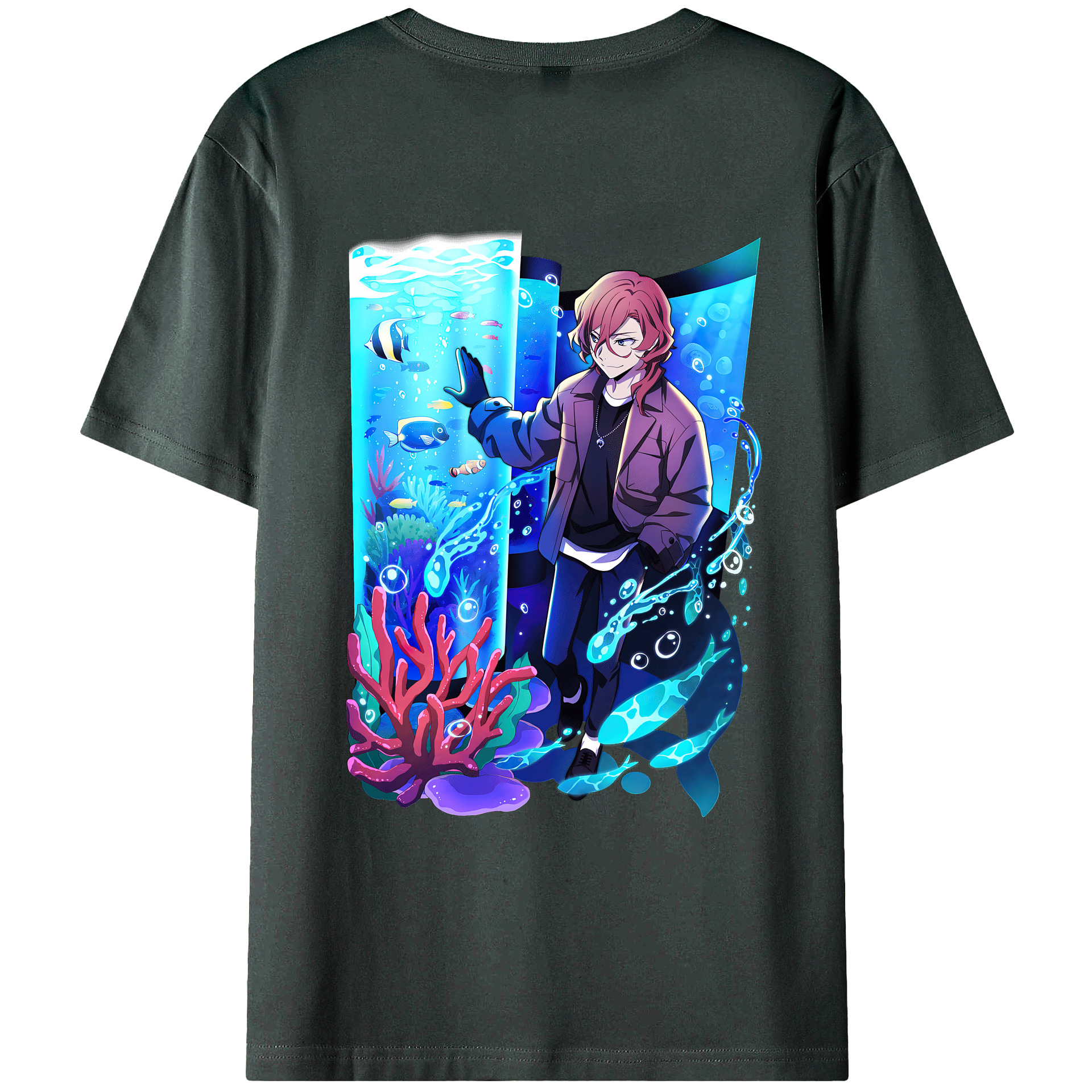 （画像用） 文豪ストレイドッグス Bungo Stray Dogs 綿100％ メンズ半袖Tシャツ（バックプリント） 通気性